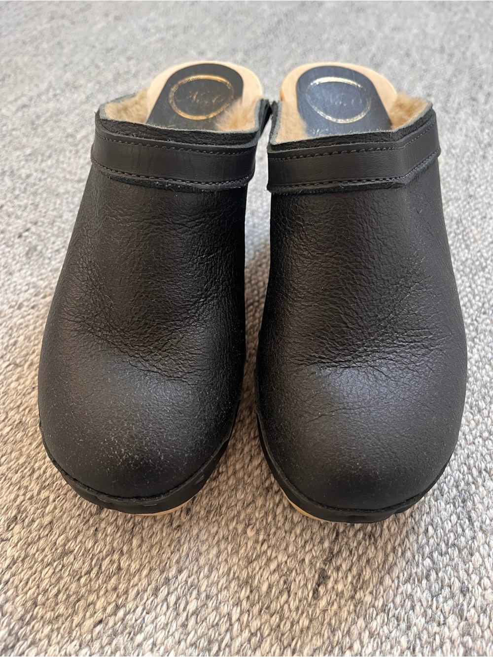 No. 6 Dakota Shearling Clogs high heel 37 US 7 navy blue - Picture 4 of 13